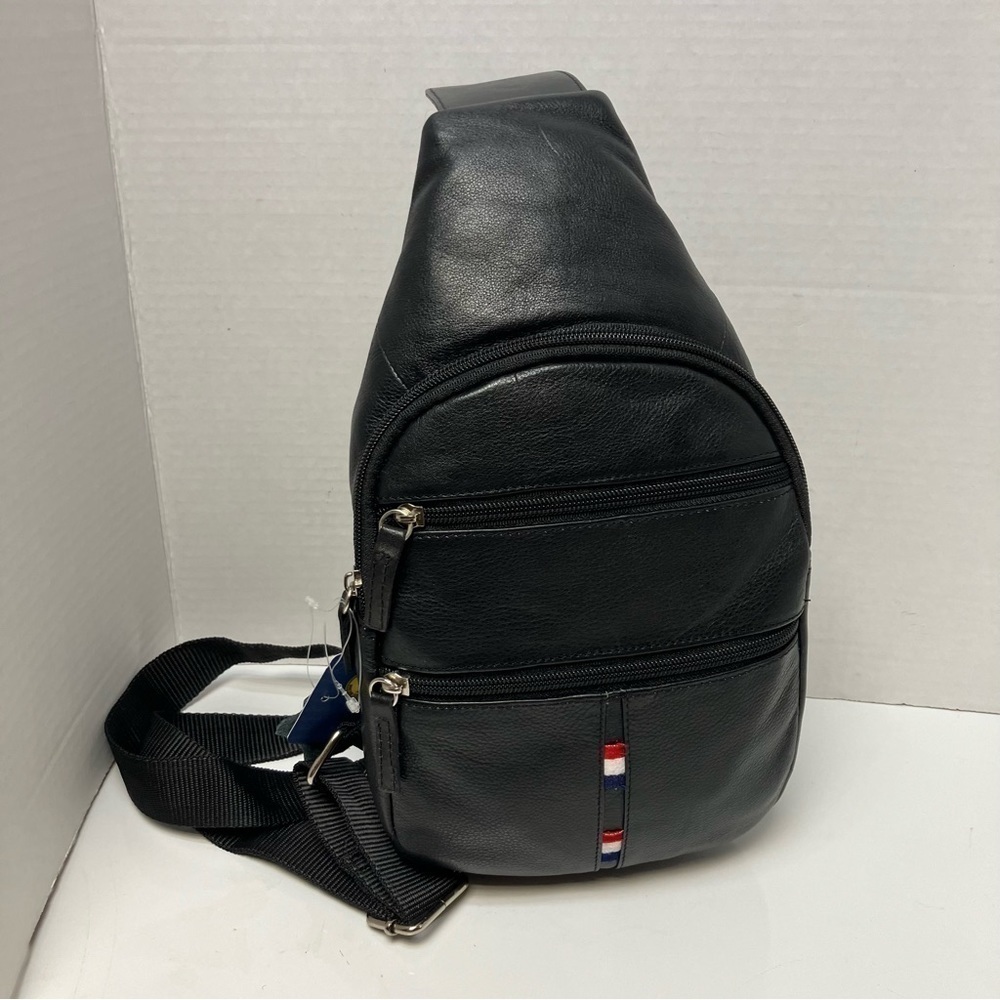 Montauk genuine black leather crossbody purse